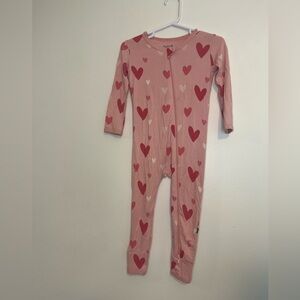 Kyte BABY Pink and Red Heart Romper